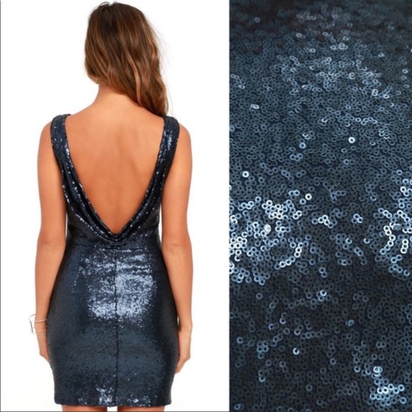Lulus Shine Time Navy Blue Sequin Mini Dress New With Tags 💙🧿🦋🫐🌑 - Picture 5 of 6